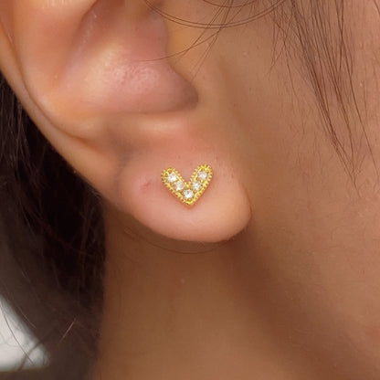 14K Simple Heart Earrings