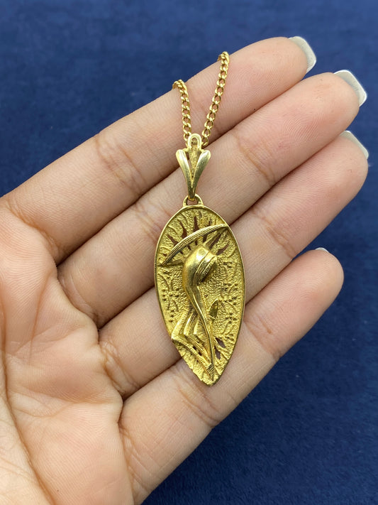 Abstract Virgin Mary Italian Horn Pendant with Chain