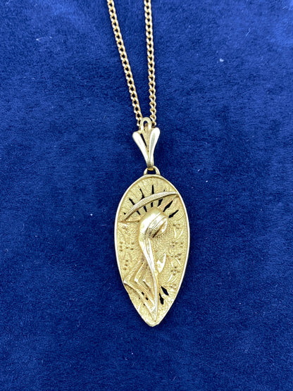 Abstract Virgin Mary Italian Horn Pendant with Chain