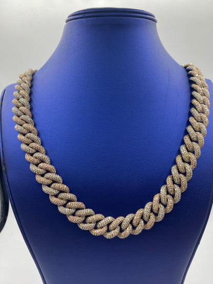 10K Gold & Diamond Two Tone Cuban Chain