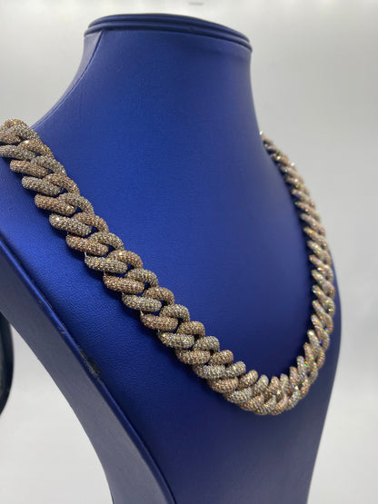 10K Gold & Diamond Two Tone Cuban Chain