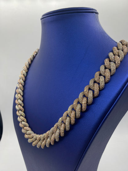 10K Gold & Diamond Two Tone Cuban Chain