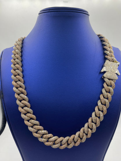 10K Gold & Diamond Two Tone Cuban Chain