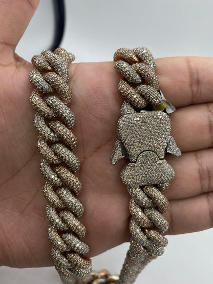 10K Gold & Diamond Two Tone Cuban Chain