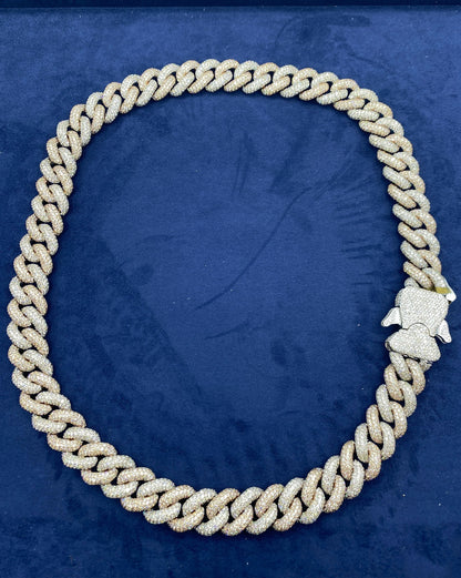 10K Gold & Diamond Two Tone Cuban Chain