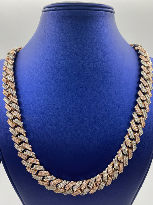 10K Two-Tone Diamond Cuban link chain 16mm