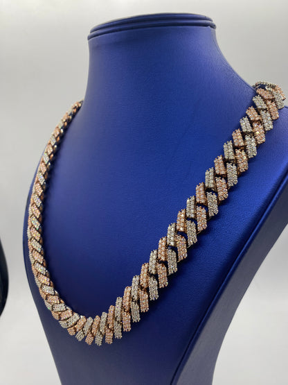 10K Two-Tone Diamond Cuban link chain 16mm