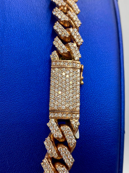 10K Rose Gold & Diamonds Cuban Link Chain 14mm