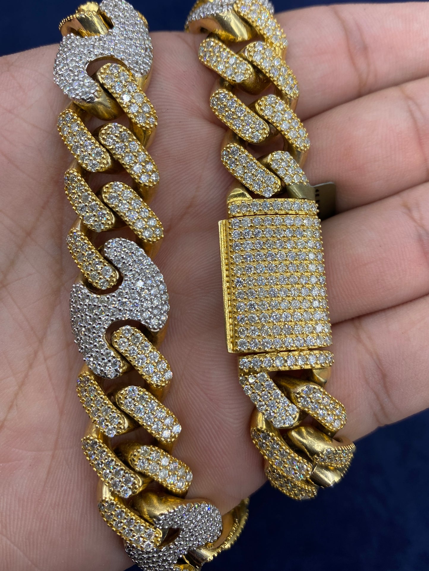 10K two-tone gold & diamonds cuban link 15.5mm