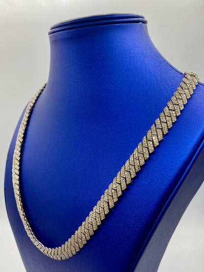 10K white gold & diamonds cuban link 10mm