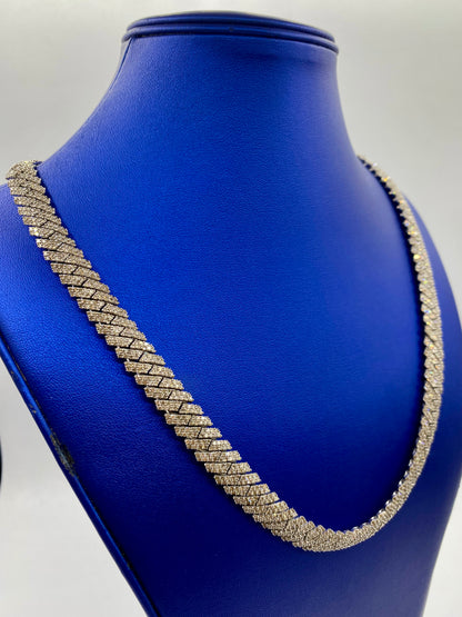 10K white gold & diamonds cuban link 10mm