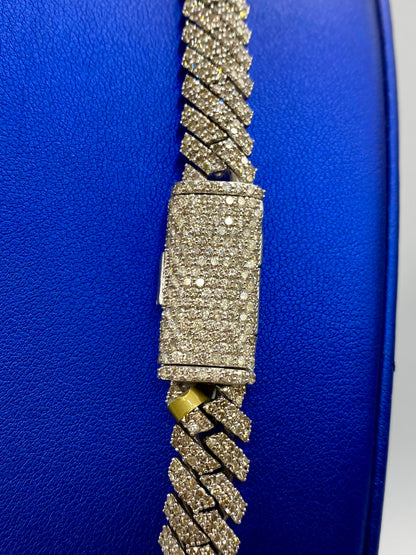 10K white gold & diamonds cuban link 10mm