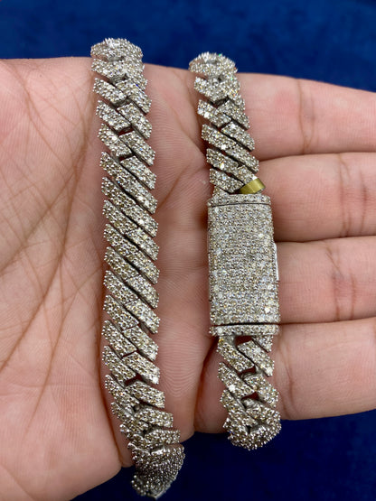 10K white gold & diamonds cuban link 10mm