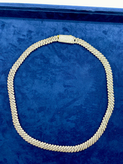 10K white gold & diamonds cuban link 10mm