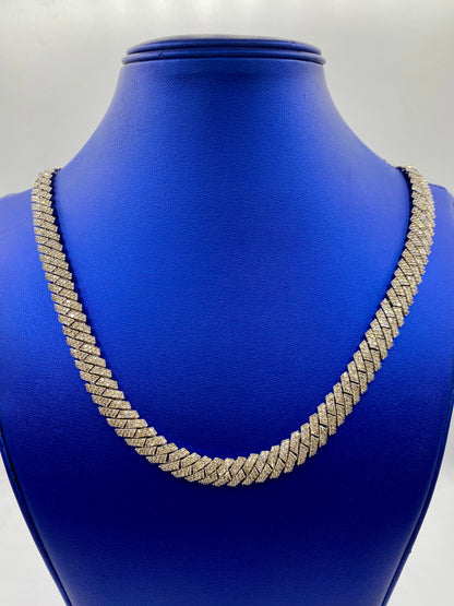 10K white gold & diamonds cuban link 10mm