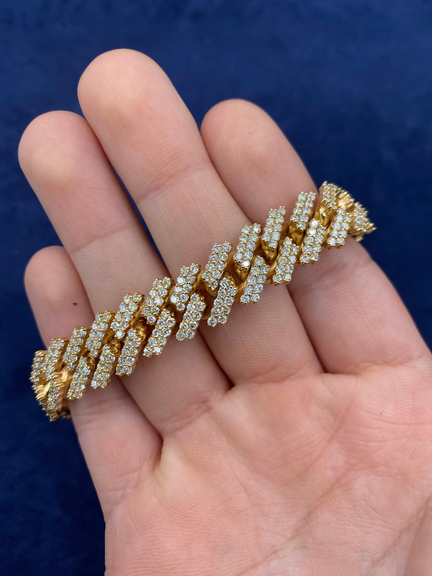 14K gold & diamonds cuban link bracelet 13mm
