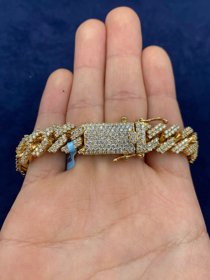 14K gold & diamonds cuban link bracelet 13mm