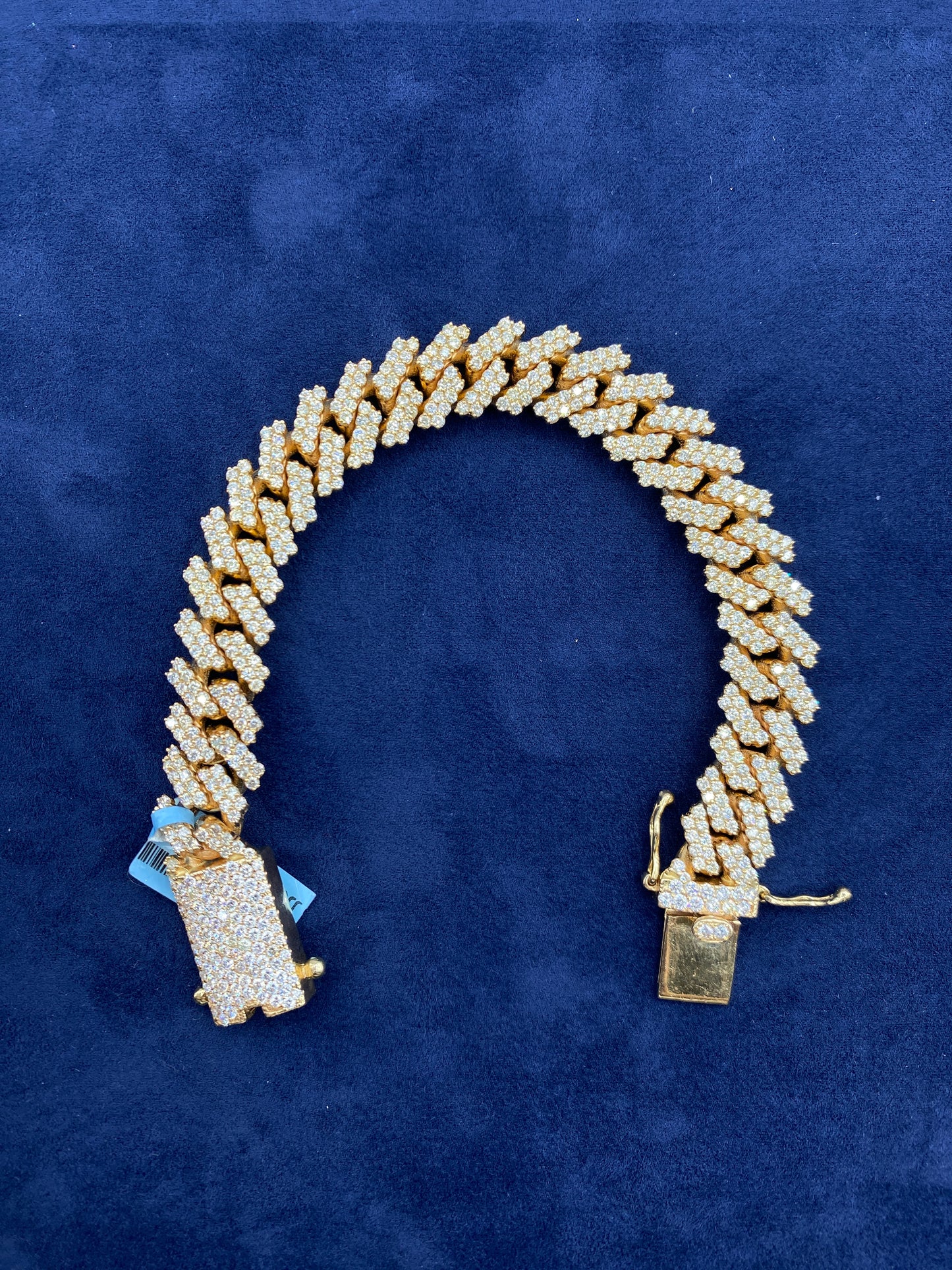 14K gold & diamonds cuban link bracelet 13mm