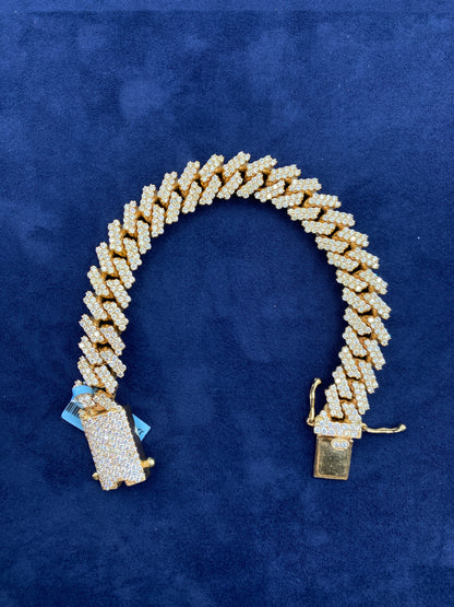 14K gold & diamonds cuban link bracelet 13mm
