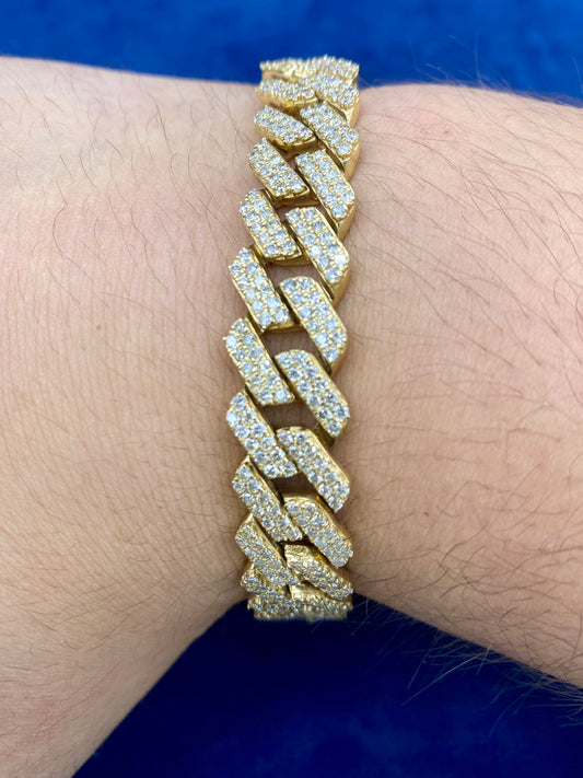14 K gold & diamonds Cuban link bracelet 12mm