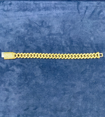 14 K gold & diamonds Cuban link bracelet 12mm