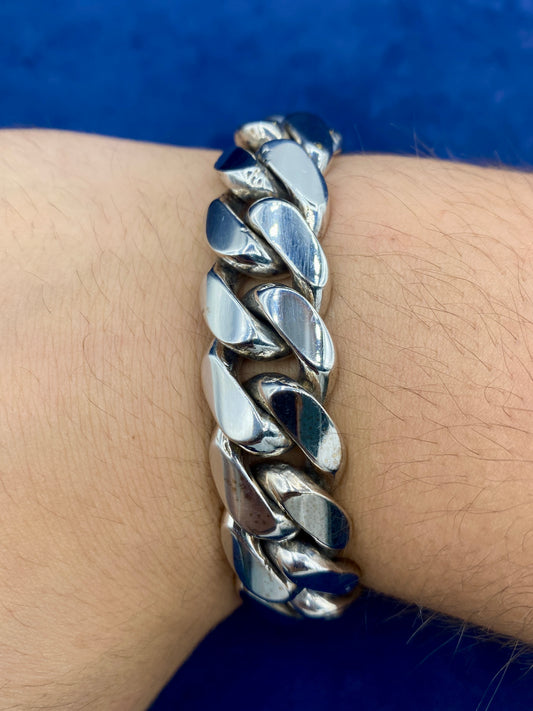 10K gold & diamonds cuban link bracelet 16.7mm