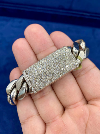 10K gold & diamonds cuban link bracelet 16.7mm