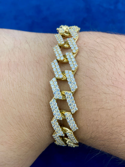 14K gold & diamonds cuban link bracelet 13mm