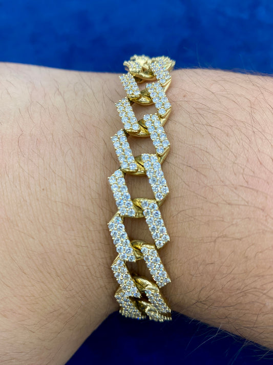 14K gold & diamonds cuban link bracelet 13mm