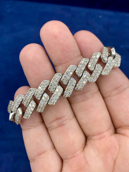 14K gold & diamonds Cuban link bracelet 15.5mm