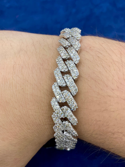 10K gold & diamonds cuban link bracelet 3.5mm