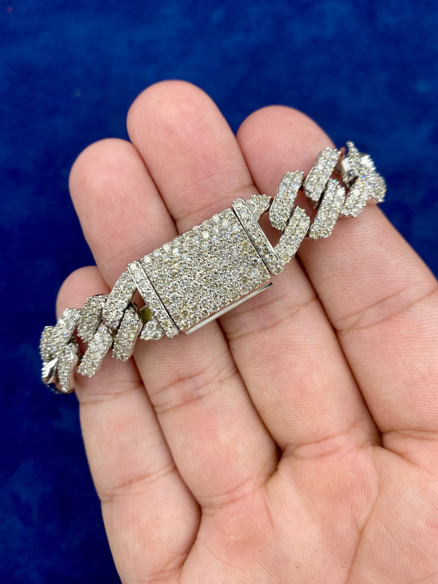 10K gold & diamonds cuban link bracelet 3.5mm
