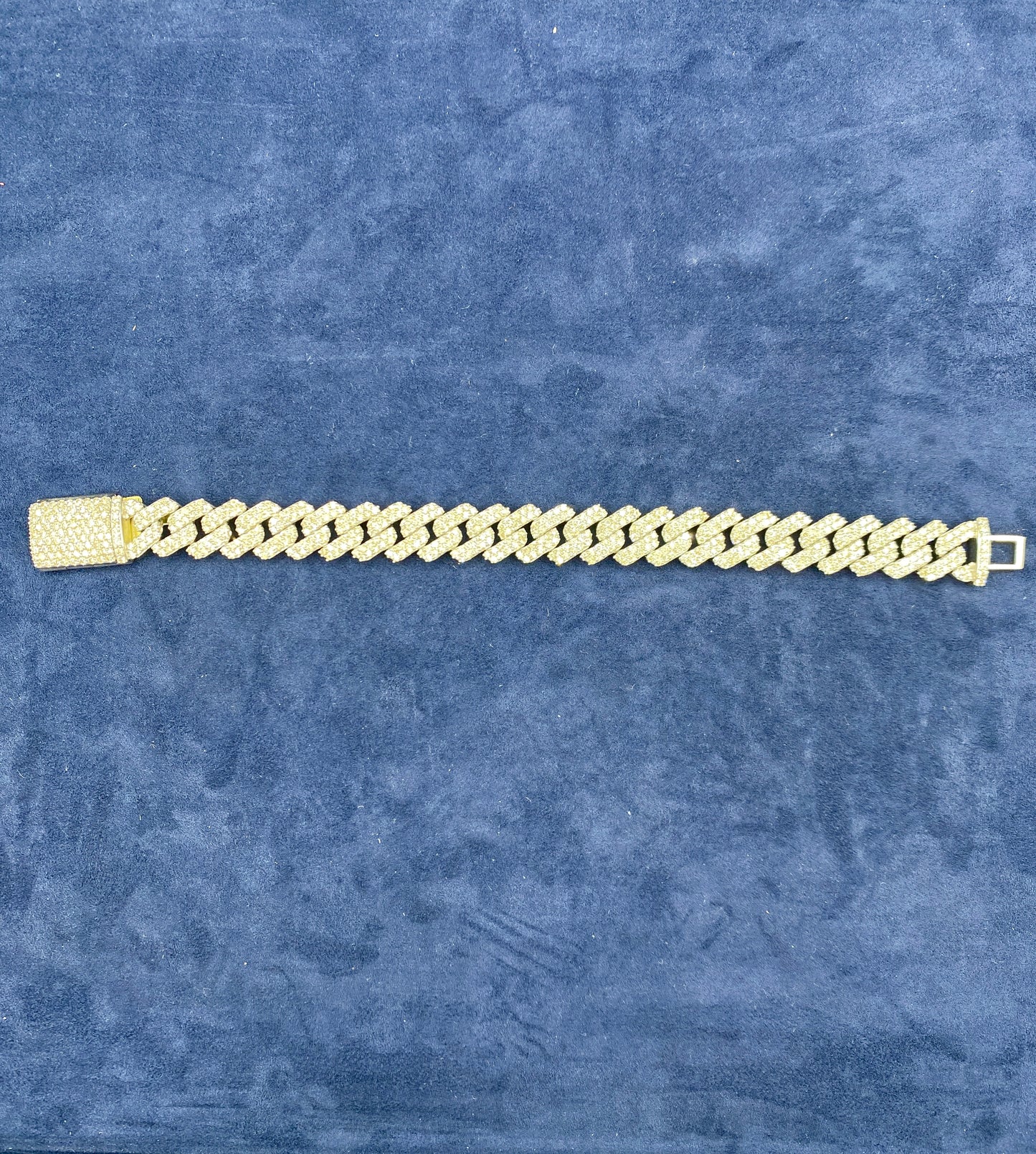 10K gold & diamonds cuban link bracelet 3.5mm