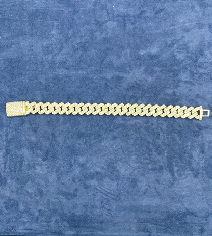 10K gold & diamonds cuban link bracelet 3.5mm