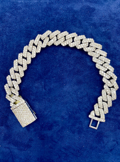 10K gold & diamonds cuban link bracelet 3.5mm