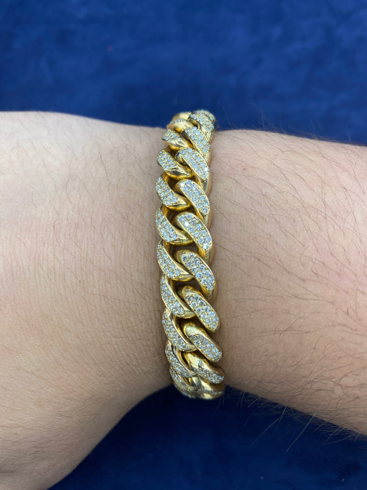 14K Gold & Diamond cuban link bracelet 12mm