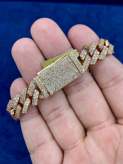 10k Gold & Diamonds Cuban Link Bracelet 12mm