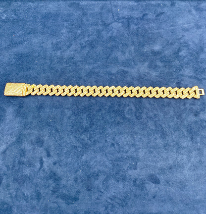 10k Gold & Diamonds Cuban Link Bracelet 12mm