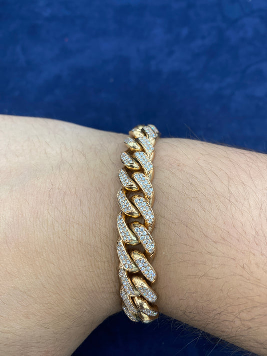 14K Rose Gold & Diamonds Cuban Link 11.9mm