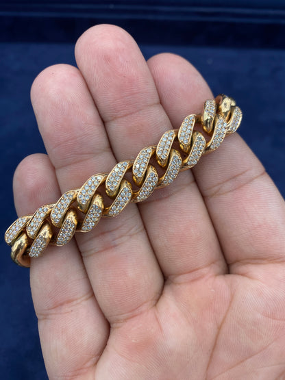 14K Rose Gold & Diamonds Cuban Link 11.9mm
