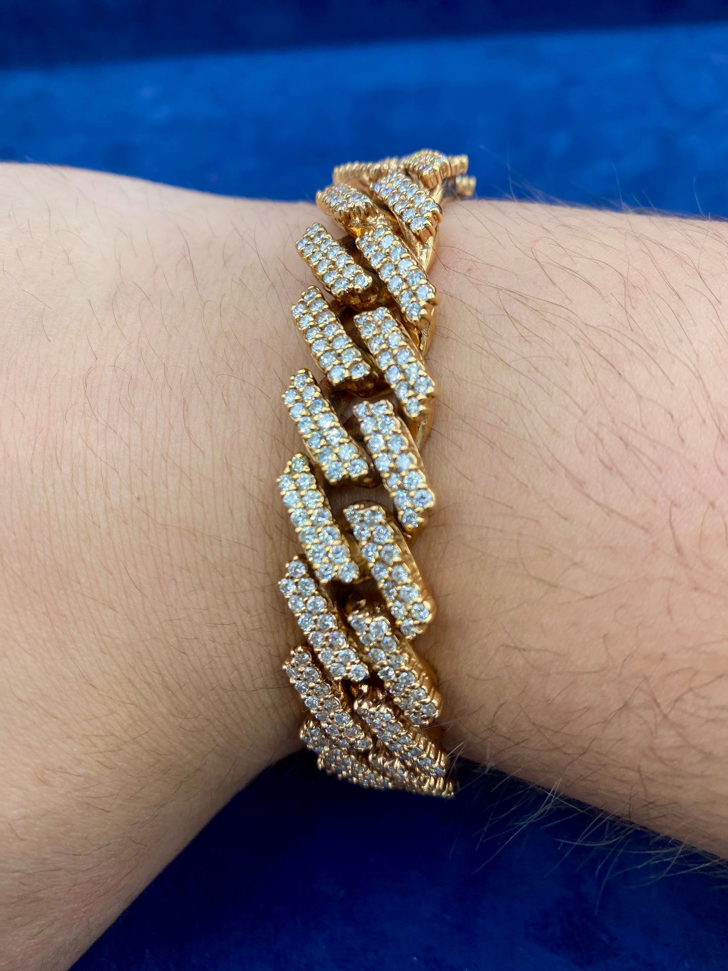 14K Rose Gold & Diamond Cuban Bracelet 15.3mm