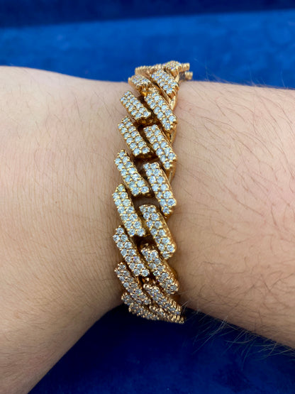 14K Rose Gold & Diamond Cuban Bracelet 15.3mm