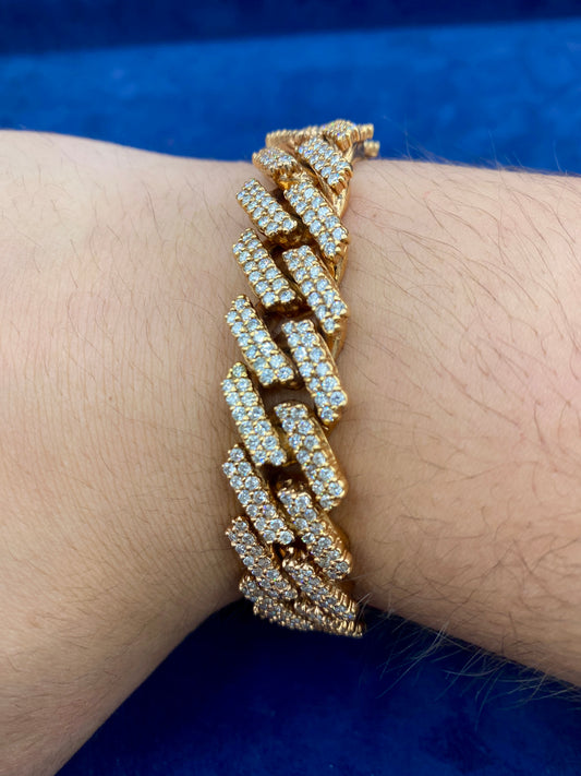 14K Rose Gold & Diamond Cuban Bracelet 15.3mm