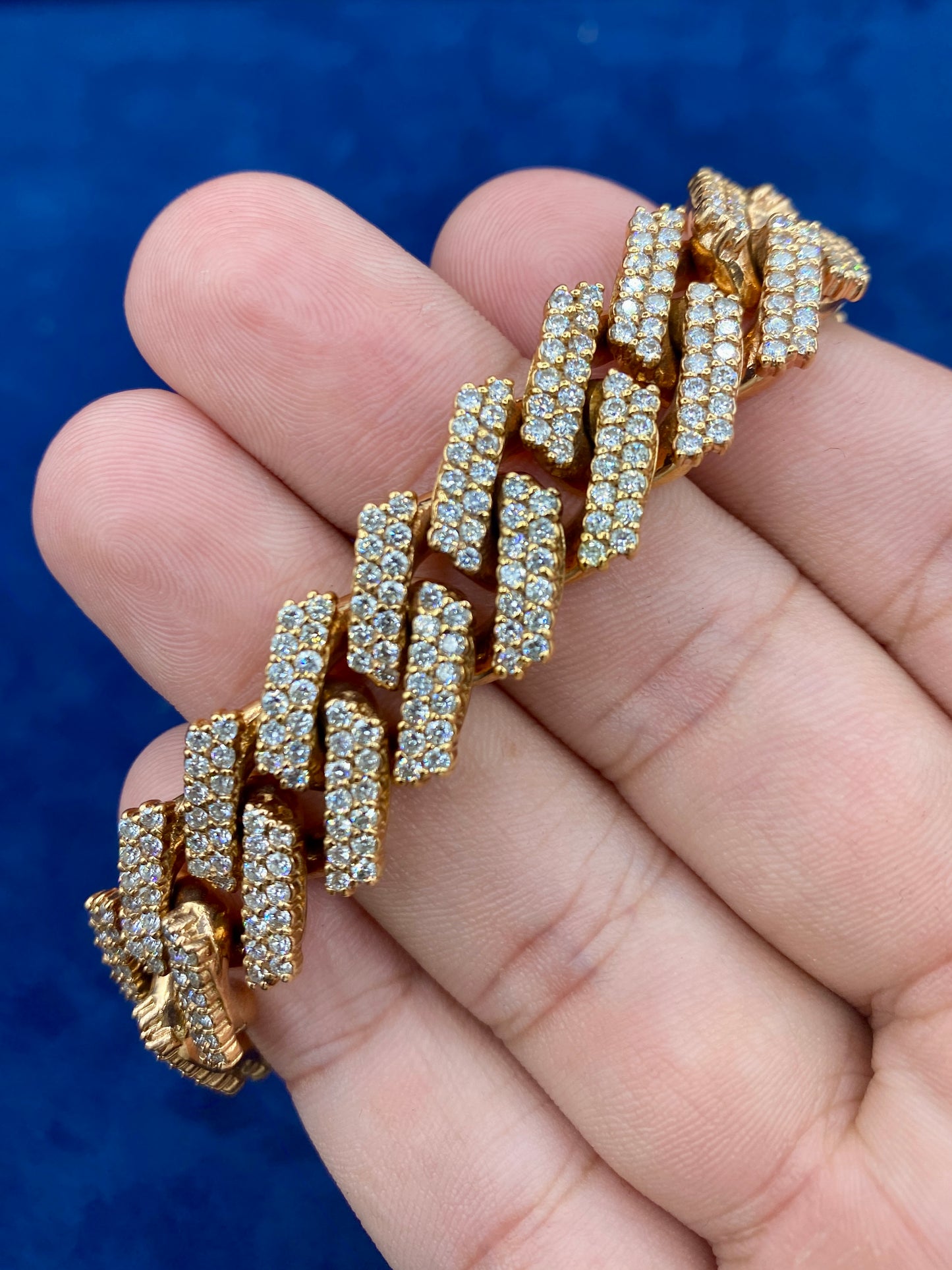 14K Rose Gold & Diamond Cuban Bracelet 15.3mm