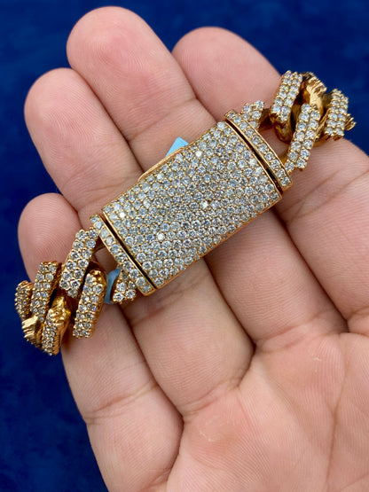 14K Rose Gold & Diamond Cuban Bracelet 15.3mm