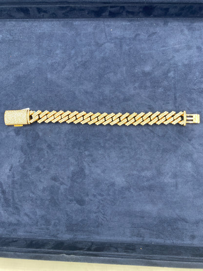 14K Rose Gold & Diamond Cuban Bracelet 15.3mm