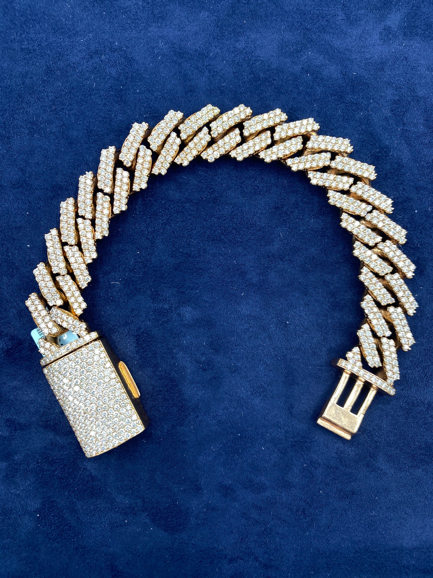 14K Rose Gold & Diamond Cuban Bracelet 15.3mm