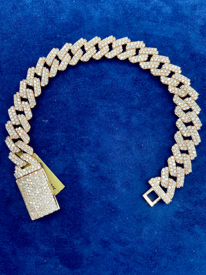 10K Gold & Diamond Cuban Link Bracelet 12mm