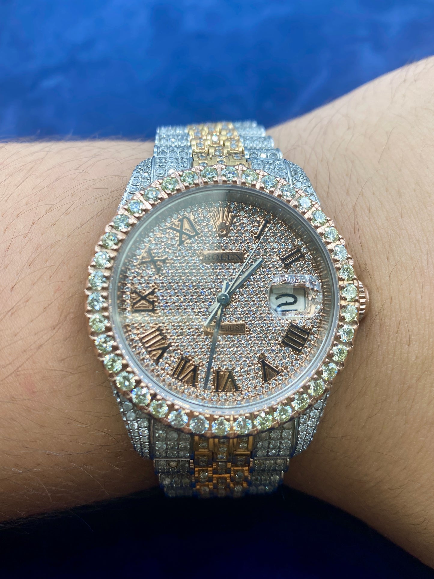 36mm Two-Tone Bust-Down Diamond Rolex Watch