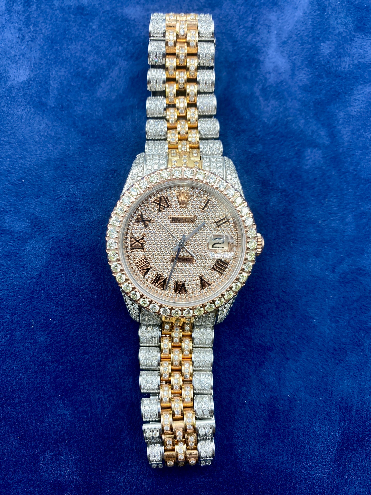 36mm Two-Tone Bust-Down Diamond Rolex Watch